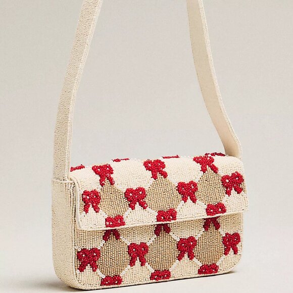 The Fiona Beaded Bag: Winter Icon Edition - Bows Checkered